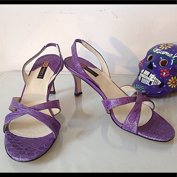 Price Drop! 💜 Alligator Slingback Heels 💜 - Picture 2 of 5